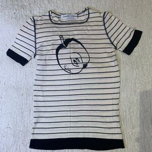 Pierre Cardin Black and White Striped Apple T-shirt